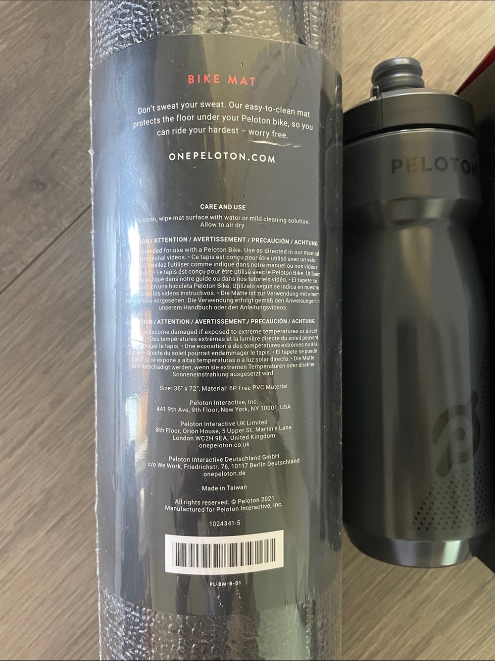 Peloton Bike Mat and NIB Podium Sport Bottle Bundle - Picture 3 of 7